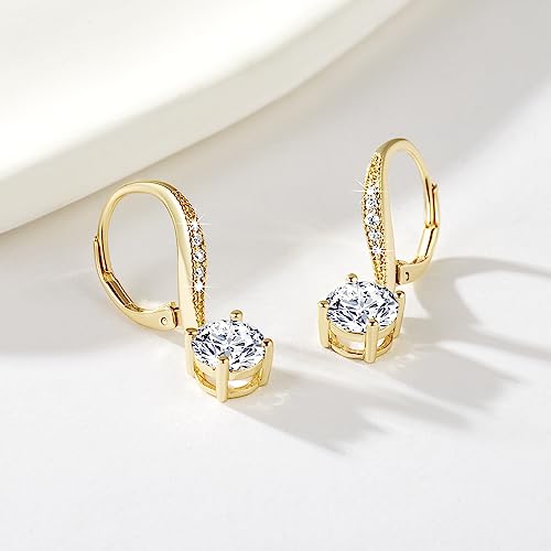 Cossa Dangle Earrings 14K Gold Drop Earrings for Women Dangle Stylish Leverback Earring with Cubic Zirconia Drop Earring A Must-have Fashion Accessory - Image 6