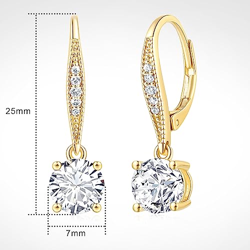 Cossa Dangle Earrings 14K Gold Drop Earrings for Women Dangle Stylish Leverback Earring with Cubic Zirconia Drop Earring A Must-have Fashion Accessory - Image 3